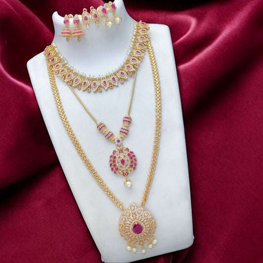 Gold plated combo necklace set