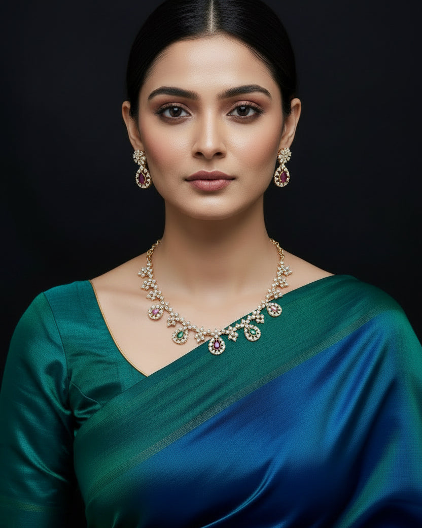 Gold plated American Diamond necklace set