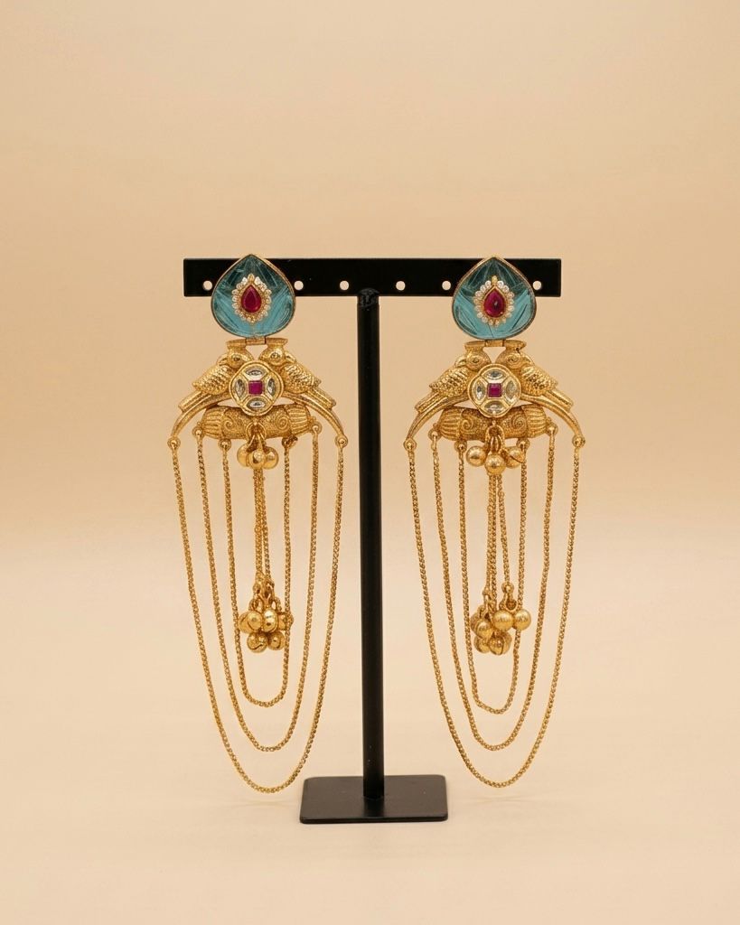 Gold plated Kashmiri earrings