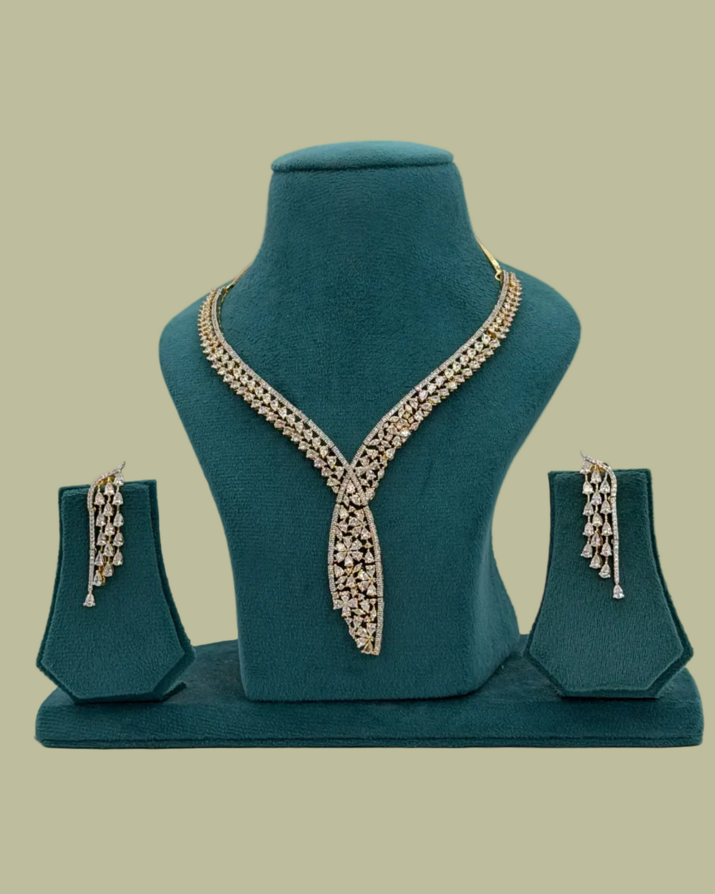 2tone American Diamond necklace set