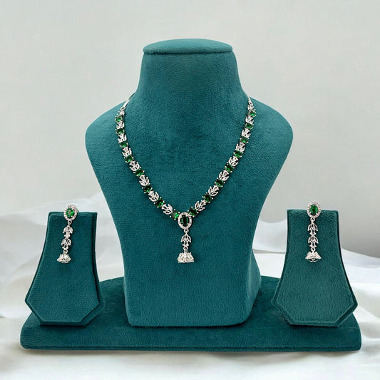 Silver American Diamond necklace set