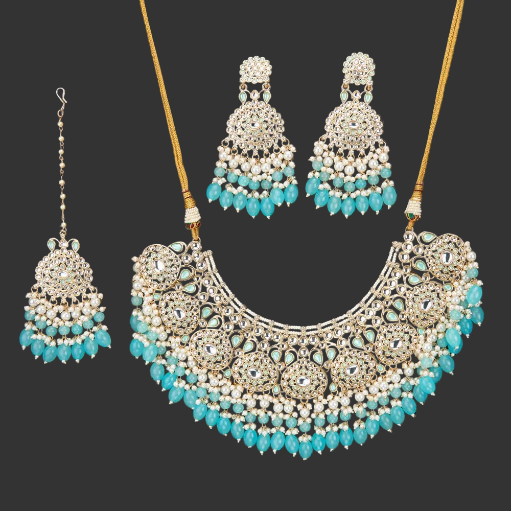 Gold plated beads necklace set