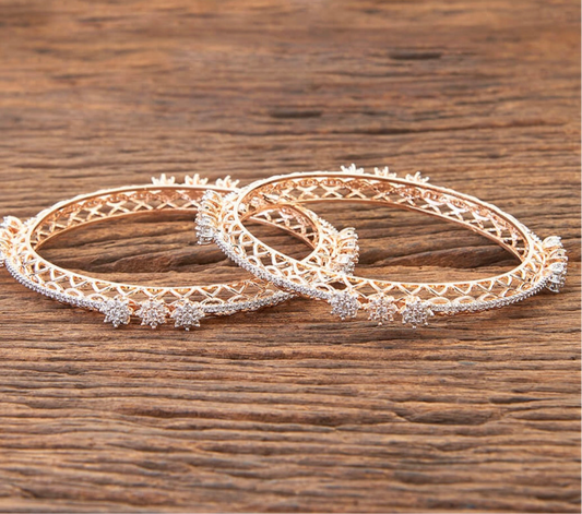Cz bangles with rose gold plating