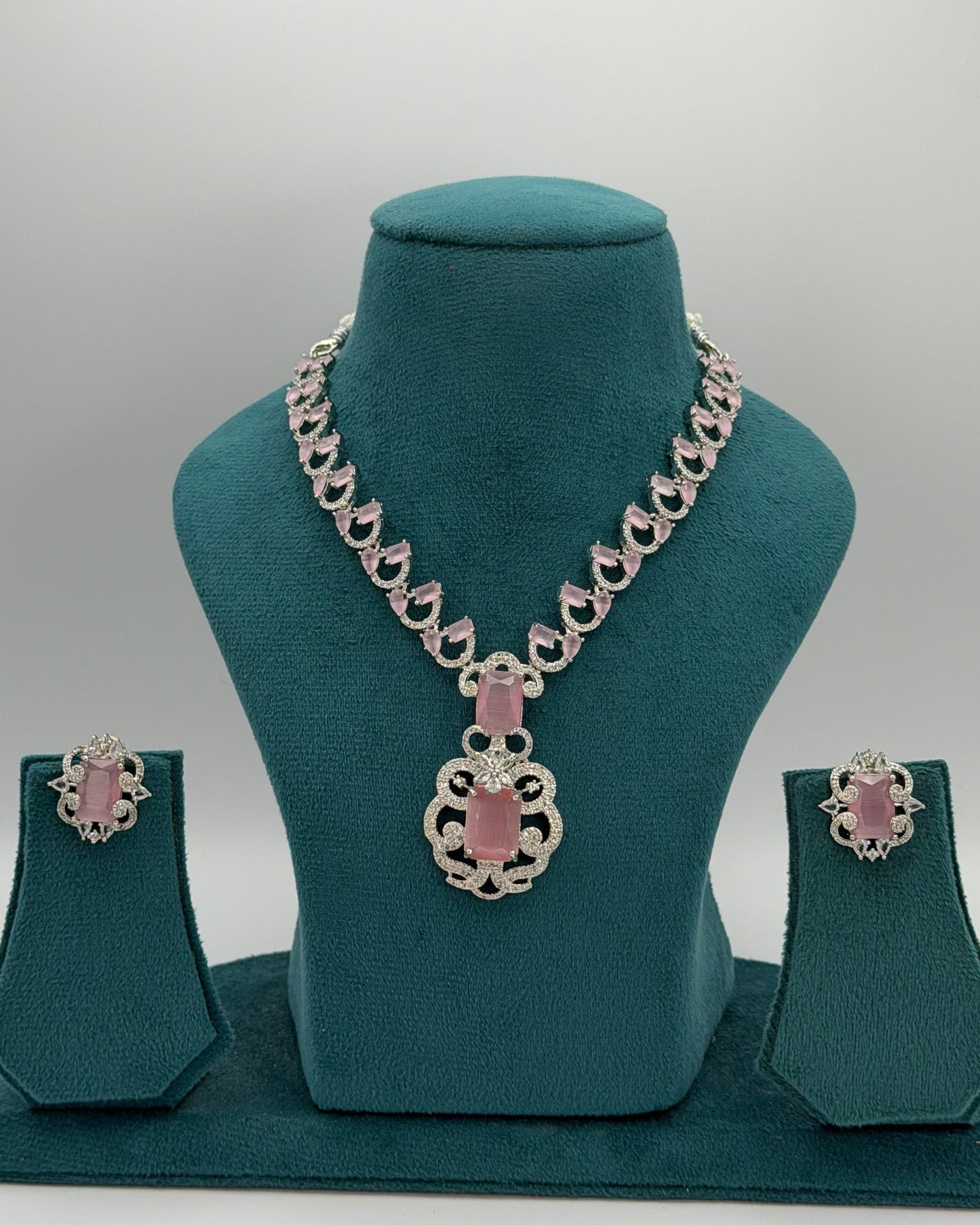 Silver American Diamond necklace set