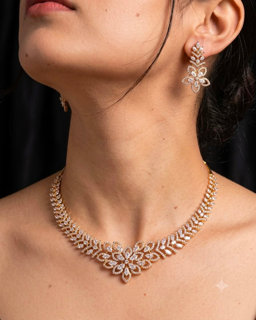 2tone American Diamond necklace set