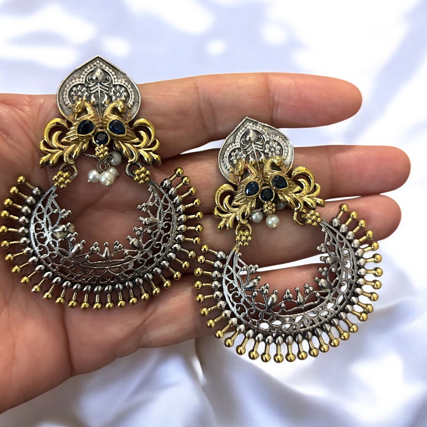 German silver 2tone chandbali/earrings