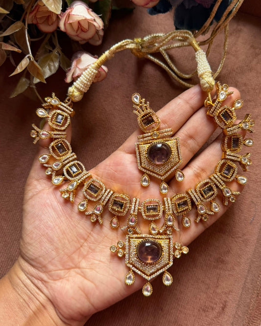 Gold plated kundan necklace set