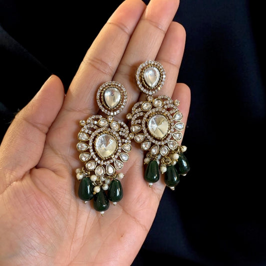 Gold plated kundan earrings