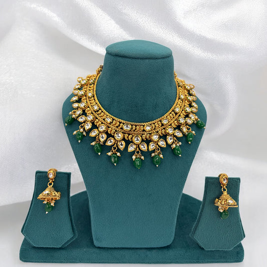 Gold plated kundan necklace set