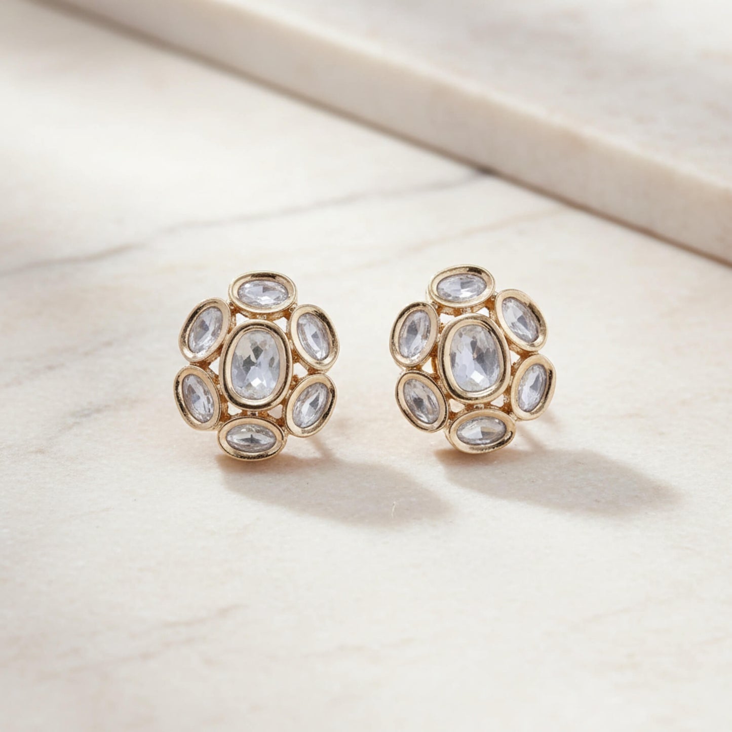 Gold plated kundan studs