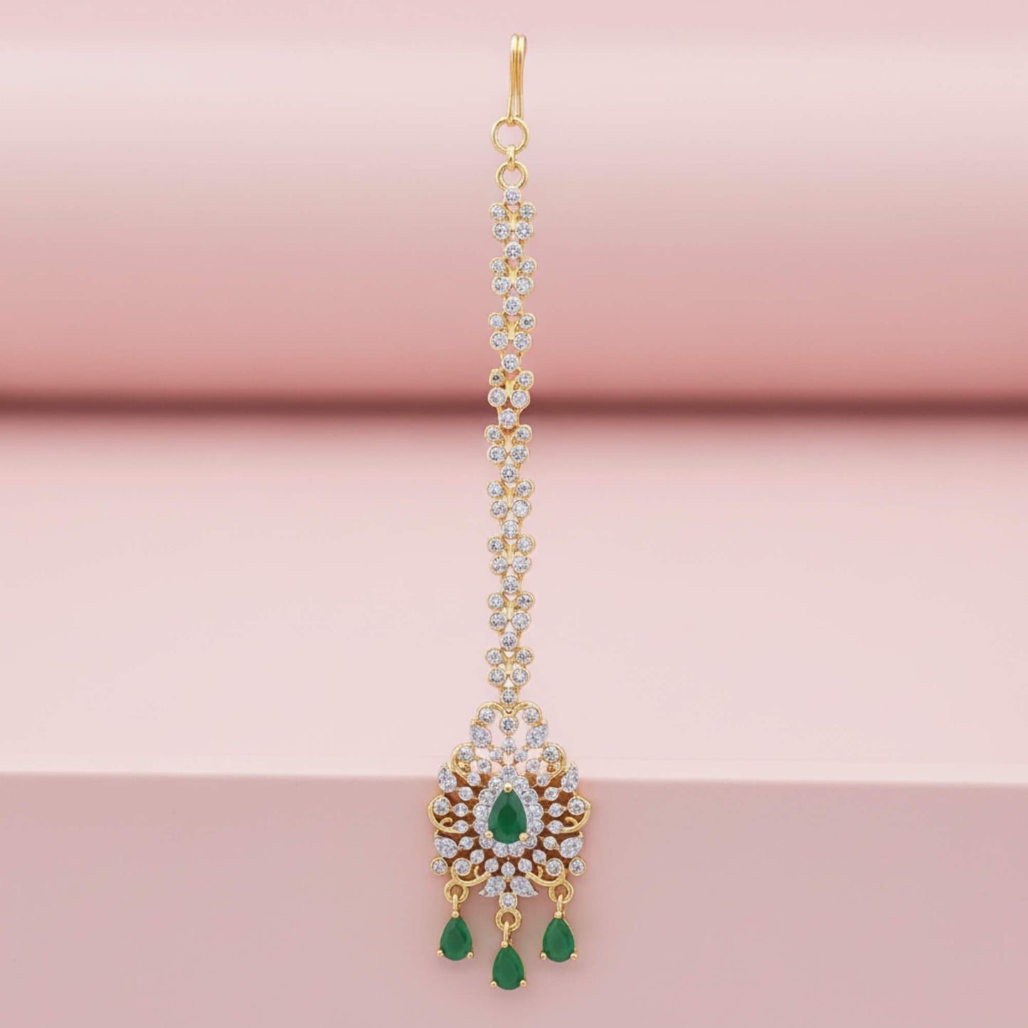 Gold plated American Diamond matha tikka