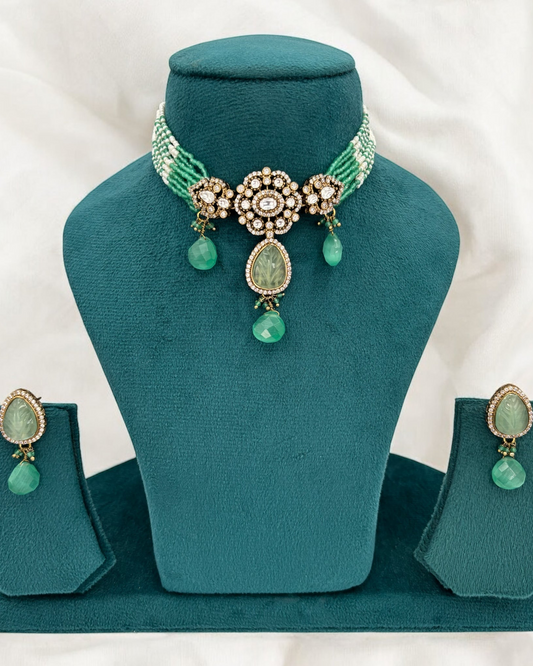 Pastel green moissanite choker set