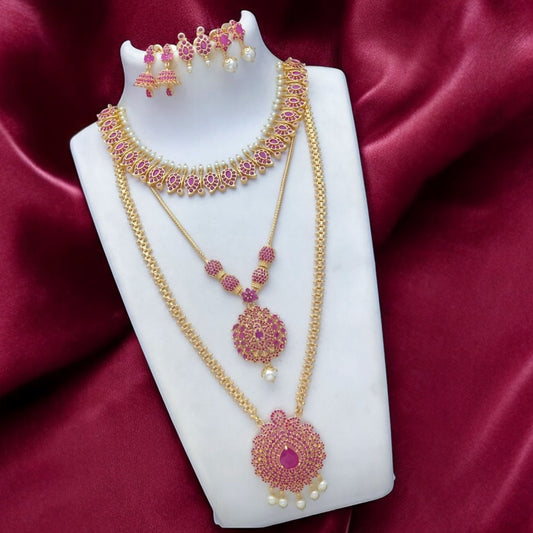 Gold plated combo necklace set
