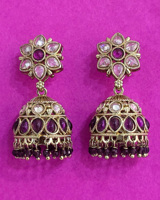 Victorian polish purple jhumki