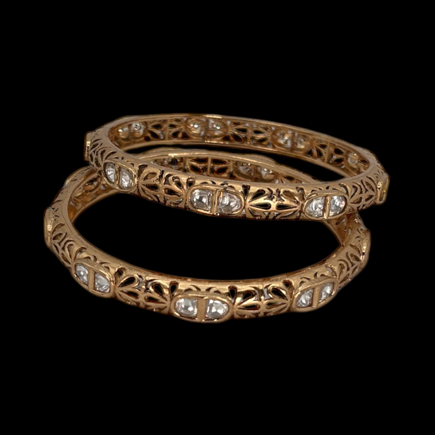 Gold plated kundan bangles