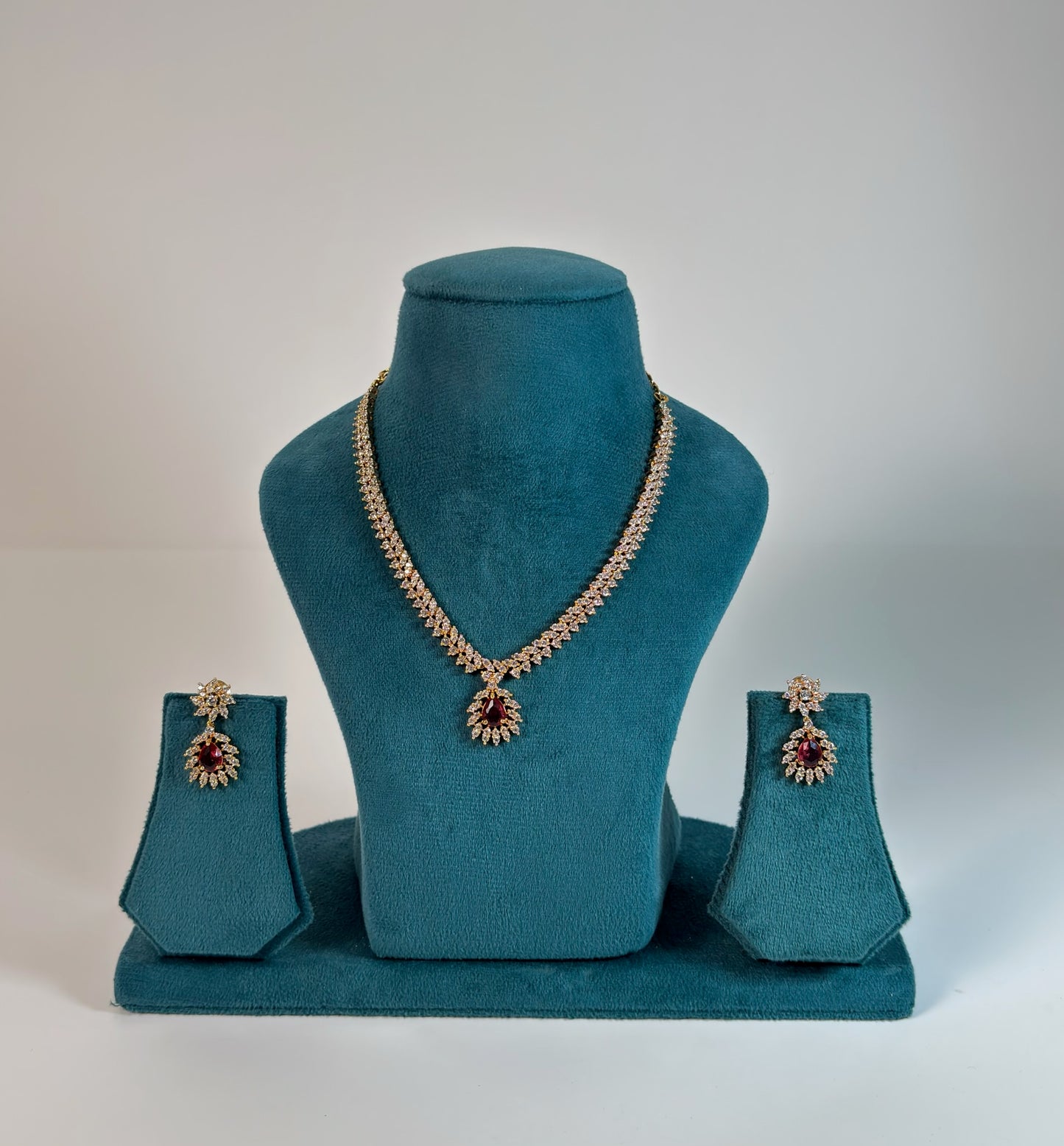 Gold plated American Diamond necklace set