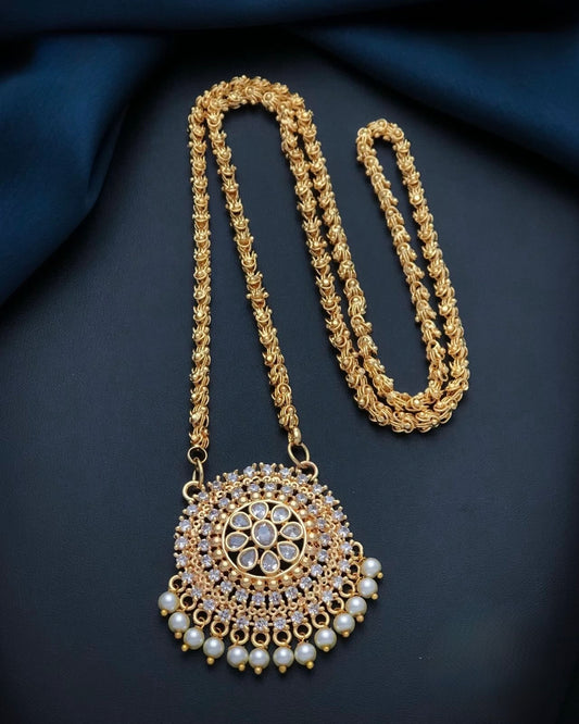 Gold plated American Diamond chain pendant