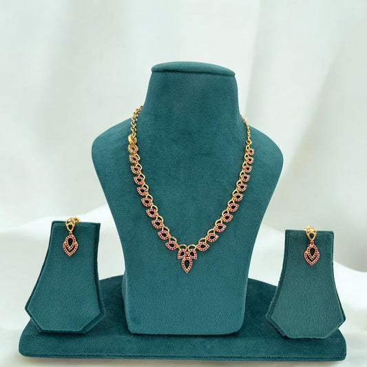Gold plated American Diamond necklace set