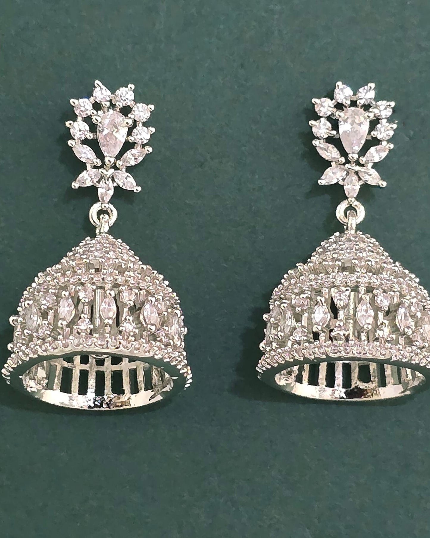 Silver American Diamond jhumki
