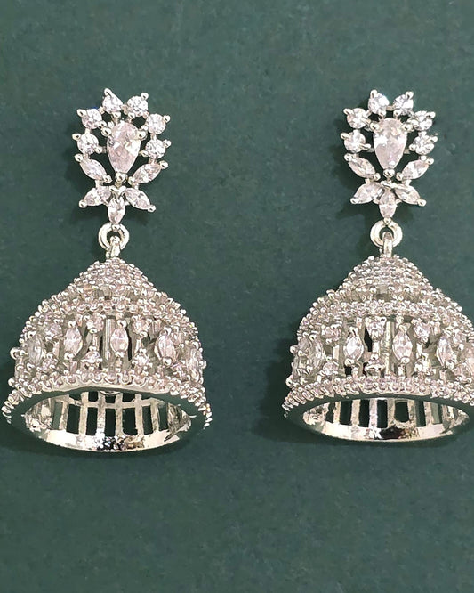 Silver American Diamond jhumki