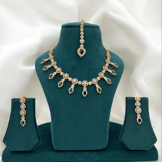 Black American Diamond necklace set