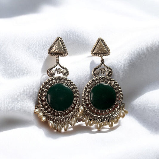 German silver oxidized earrings
