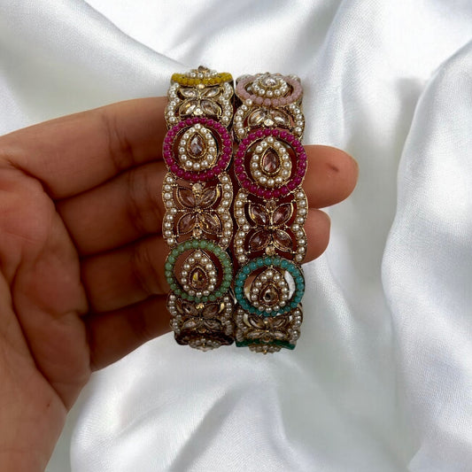 Gold plated multi color kadas