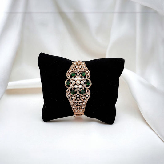 Rose gold plated pearls and American Diamond bracelet