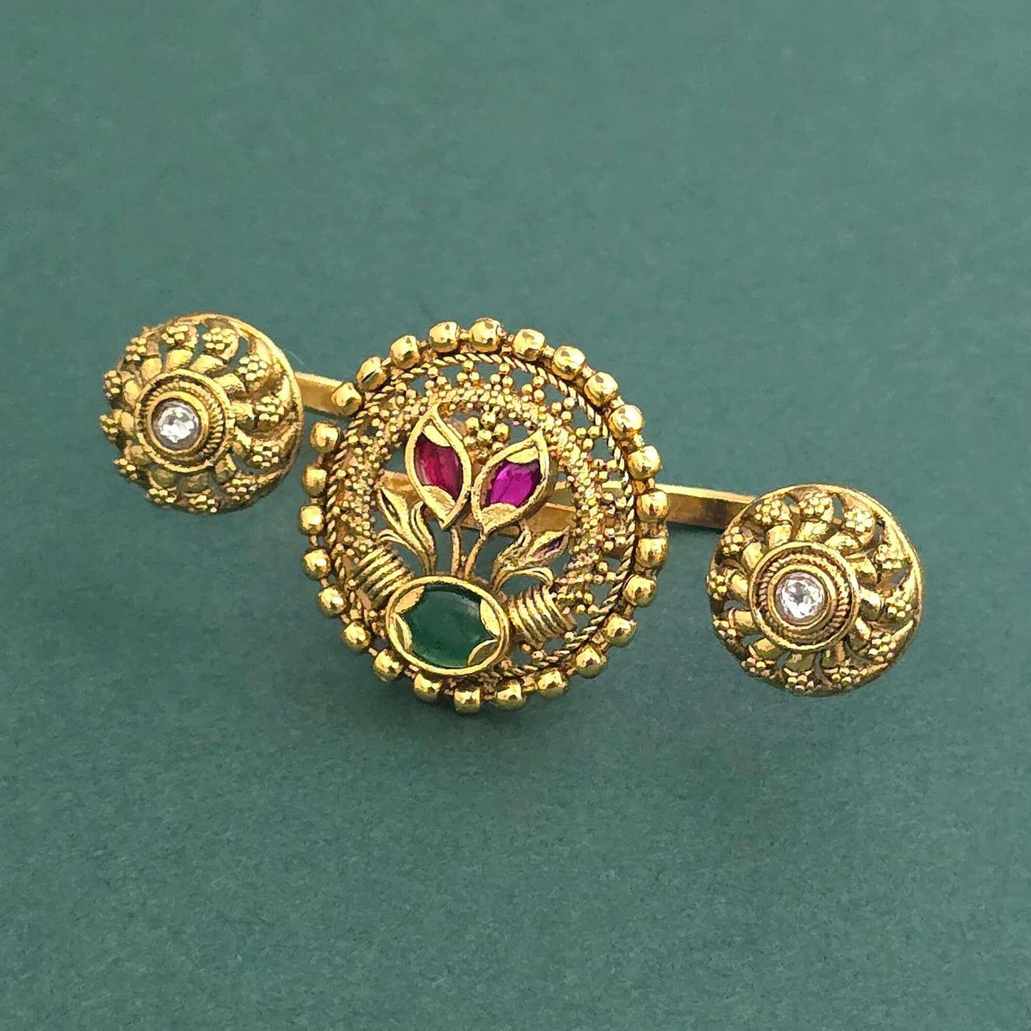 Gold plated double finger ring
