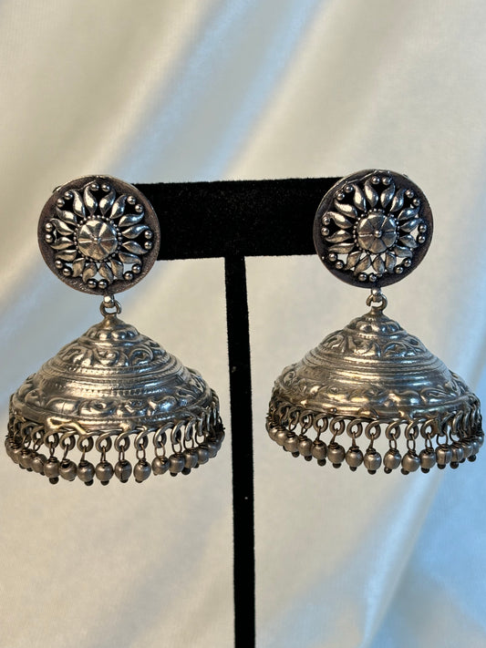 German silver oxidized jhumki