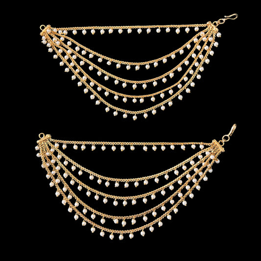 Gold plated five layer ear chain
