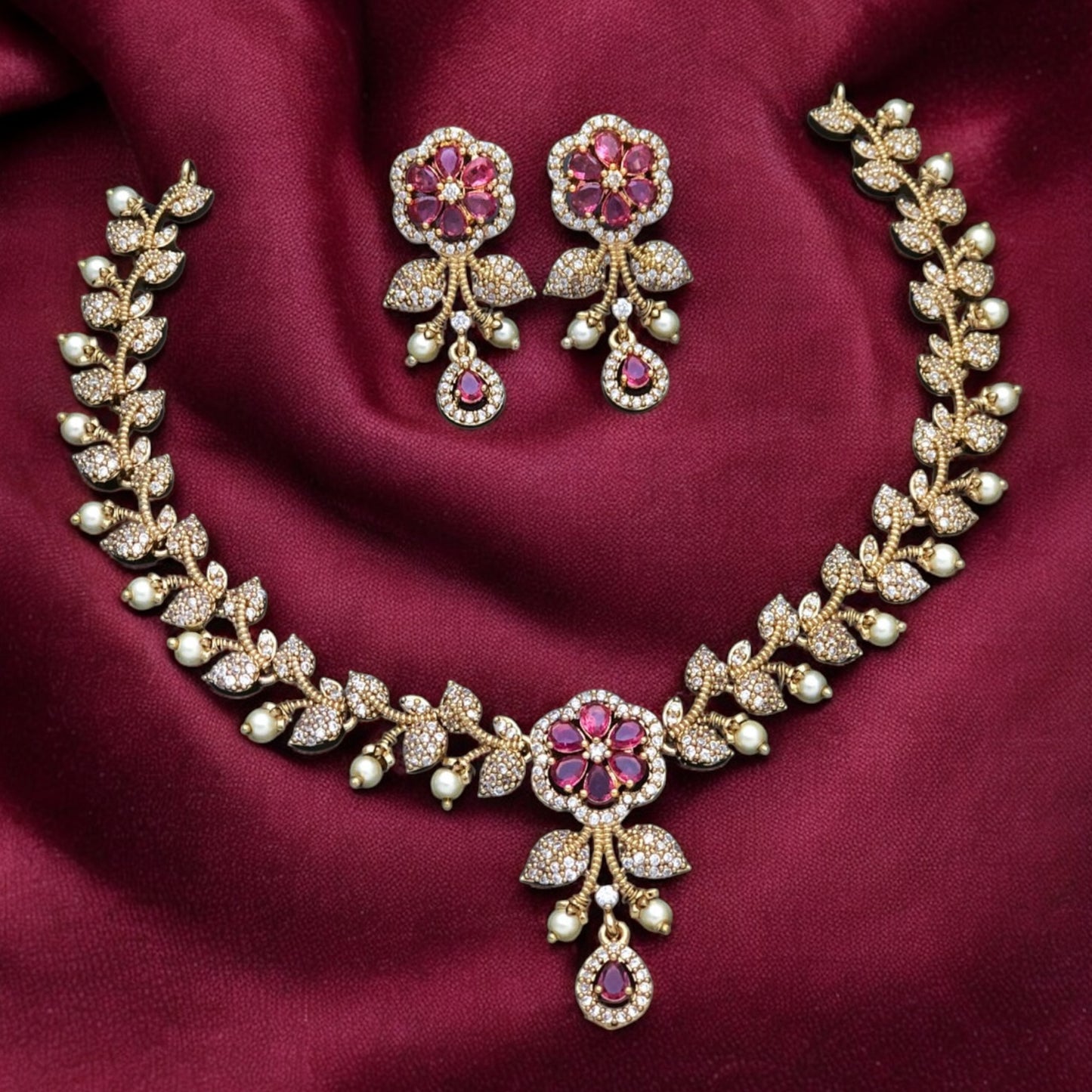 Victoria polish American Diamond necklace set