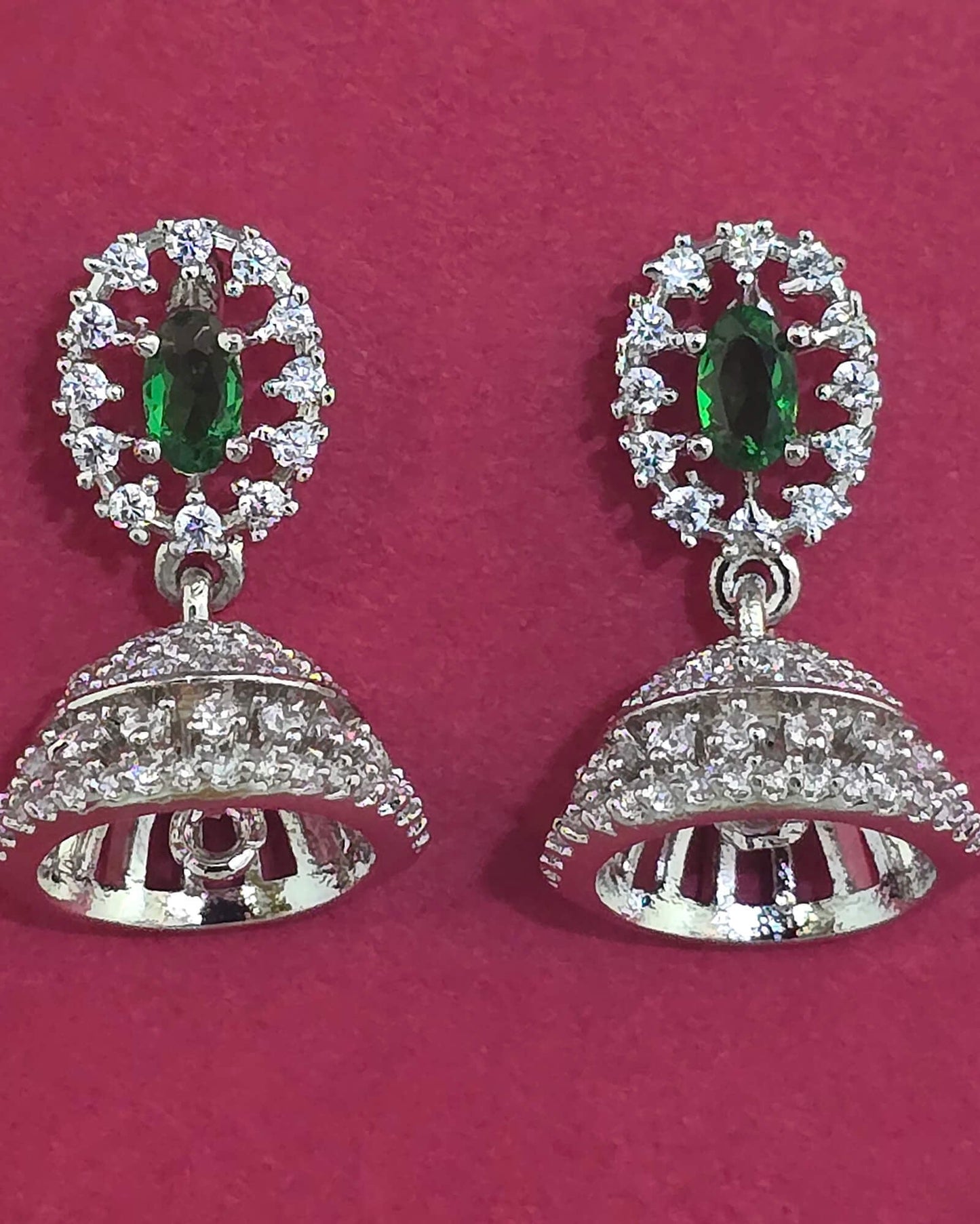 Silver American Diamond small jhumki