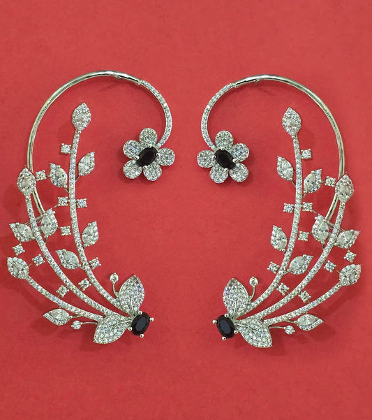 Silver American Diamond/Cz earcuffs