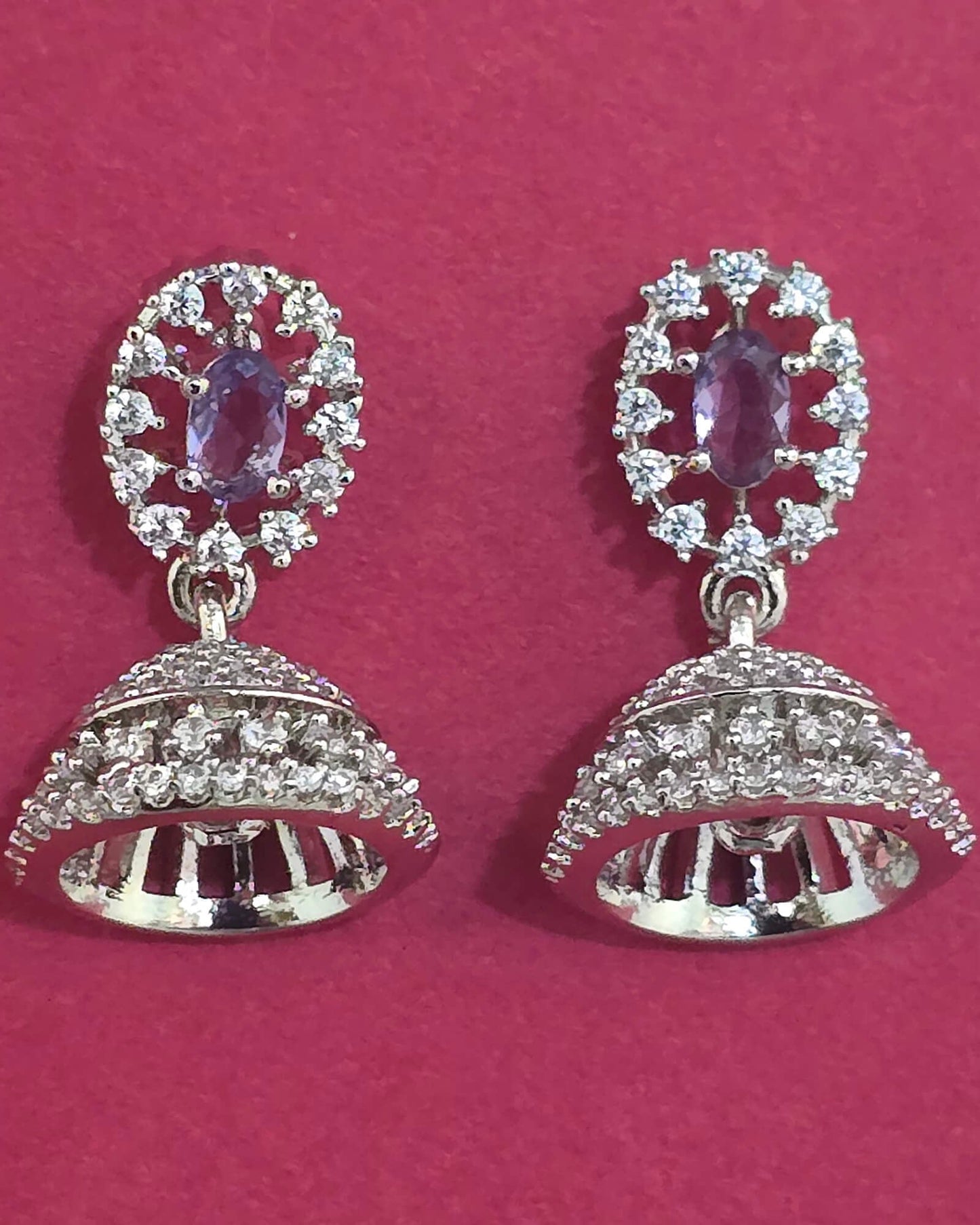 Silver American Diamond small jhumki