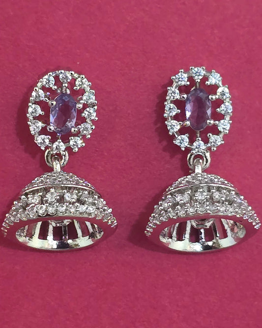 Silver American Diamond small jhumki