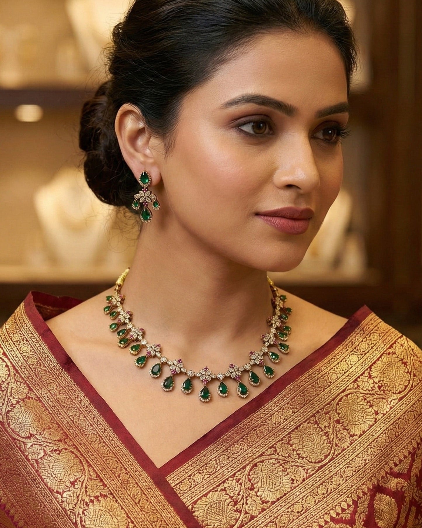 Gold plated American Diamond necklace set