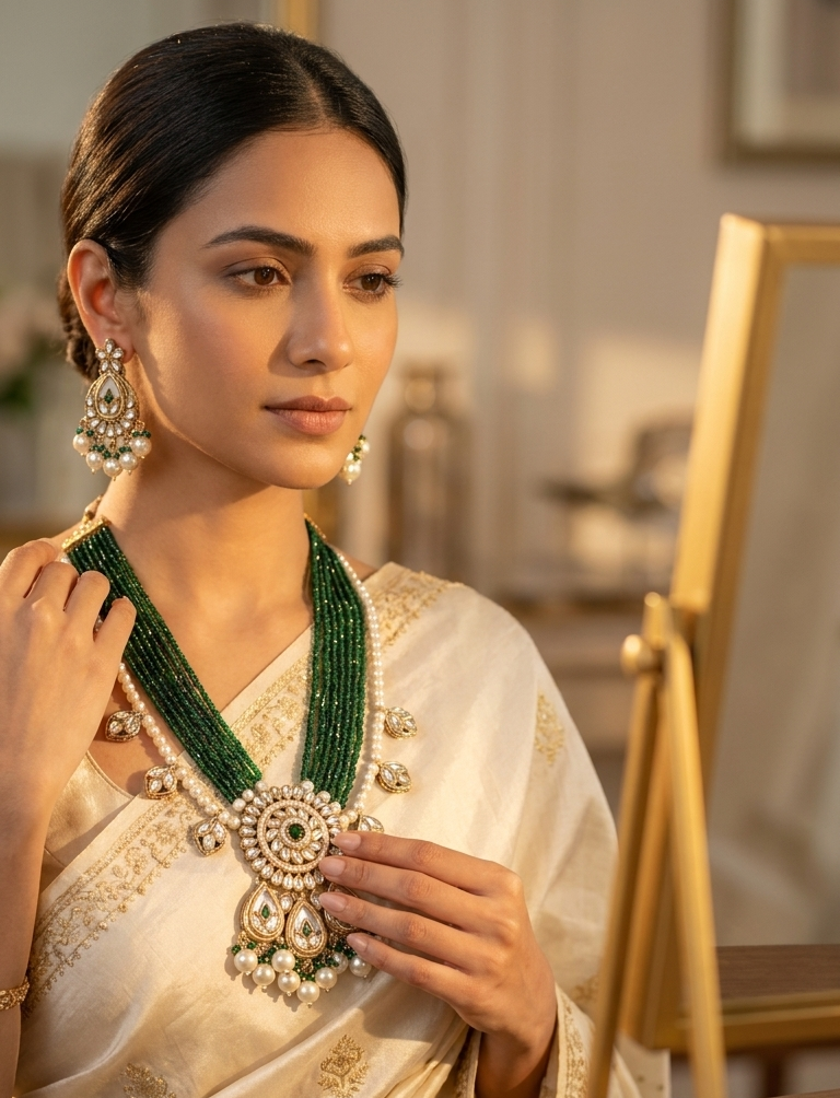 Emerald green necklace set