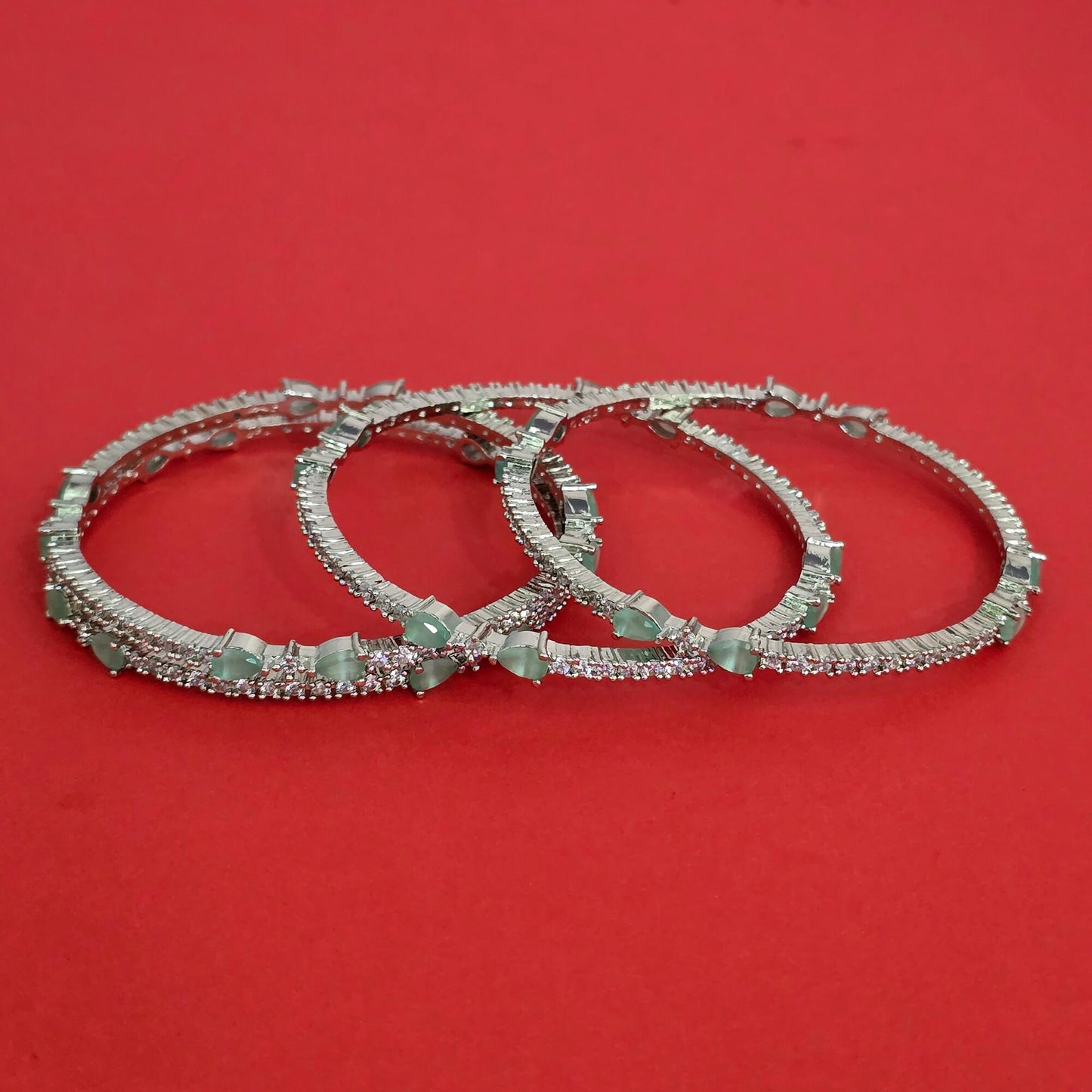 Silver plated American Diamond bangles