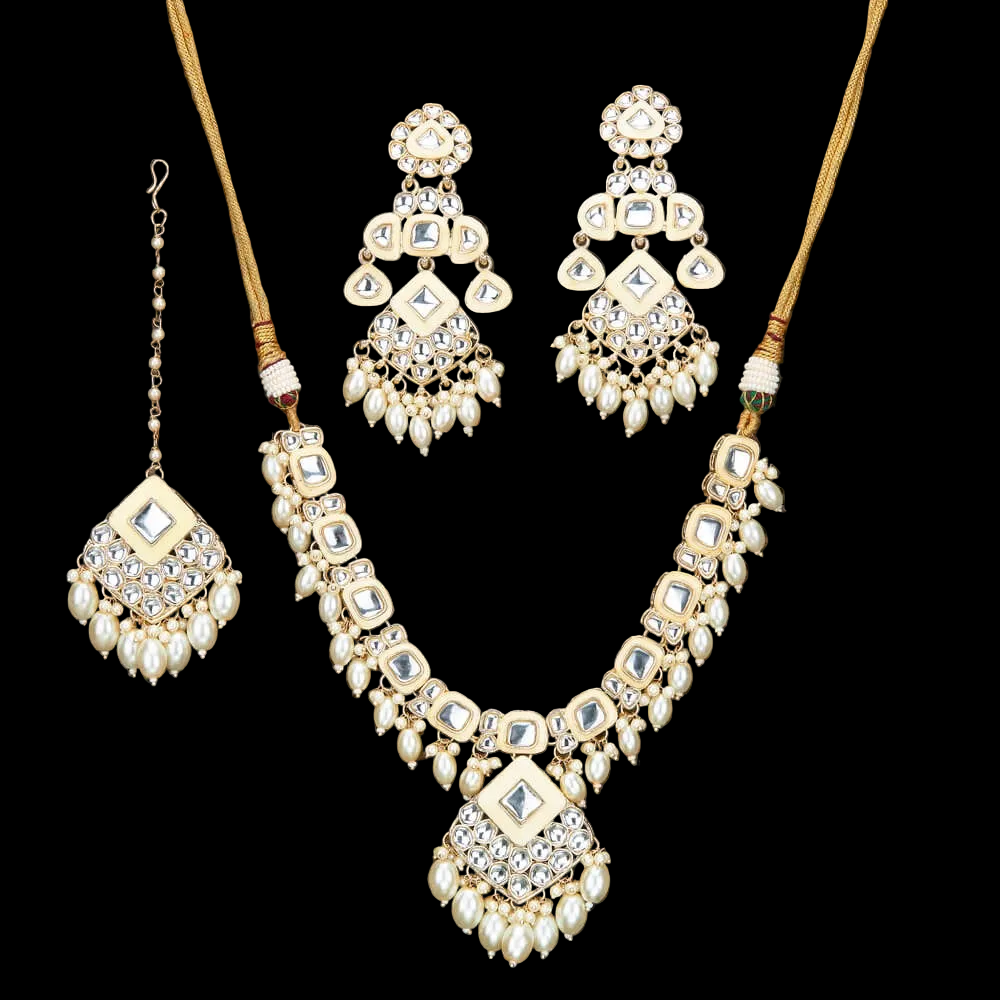 Gold plated kundan necklace set
