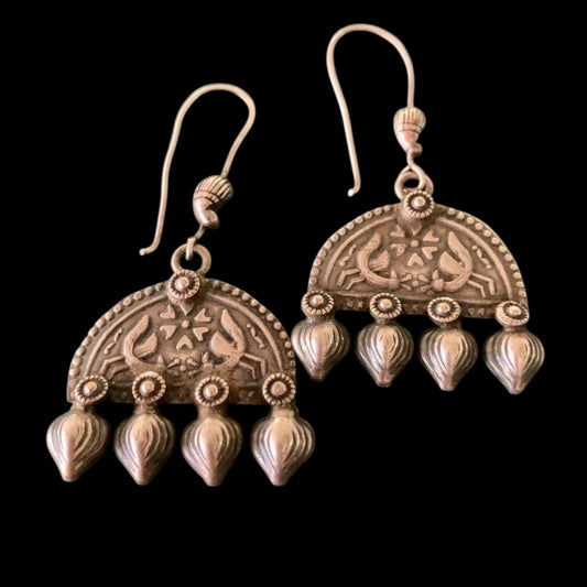 German silver oxidized earrings