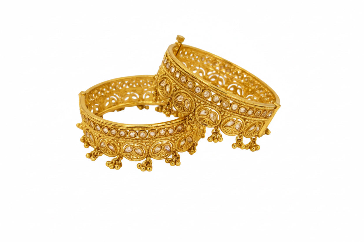 Gold plated polki openable kadas