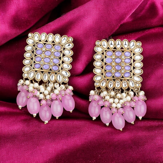 Mehndi polish light purple earrings