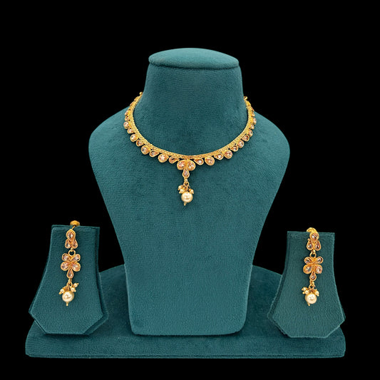 Gold plated polki necklace set
