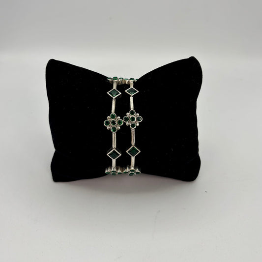 Silver oxidized adjustable bangles