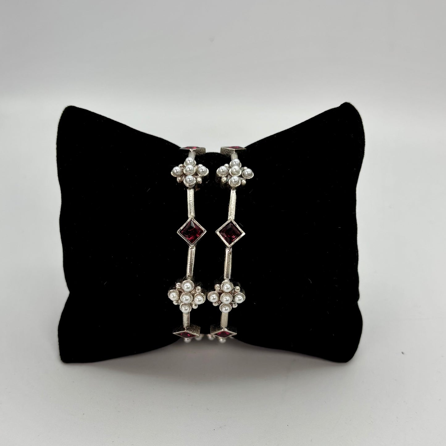 Silver oxidized adjustable bangles