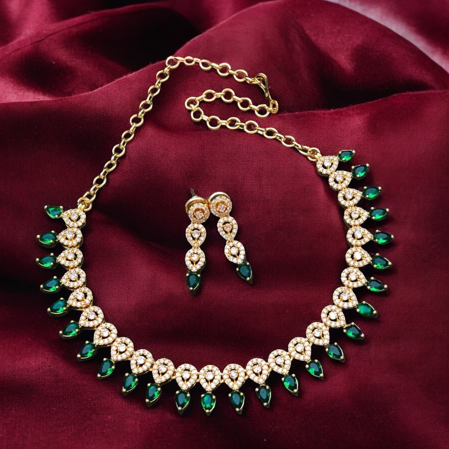 Gold plated American Diamond necklace set