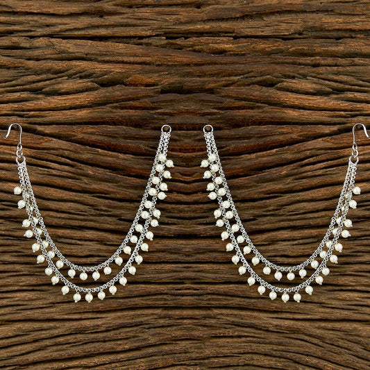 Silver 2line moti ear chain