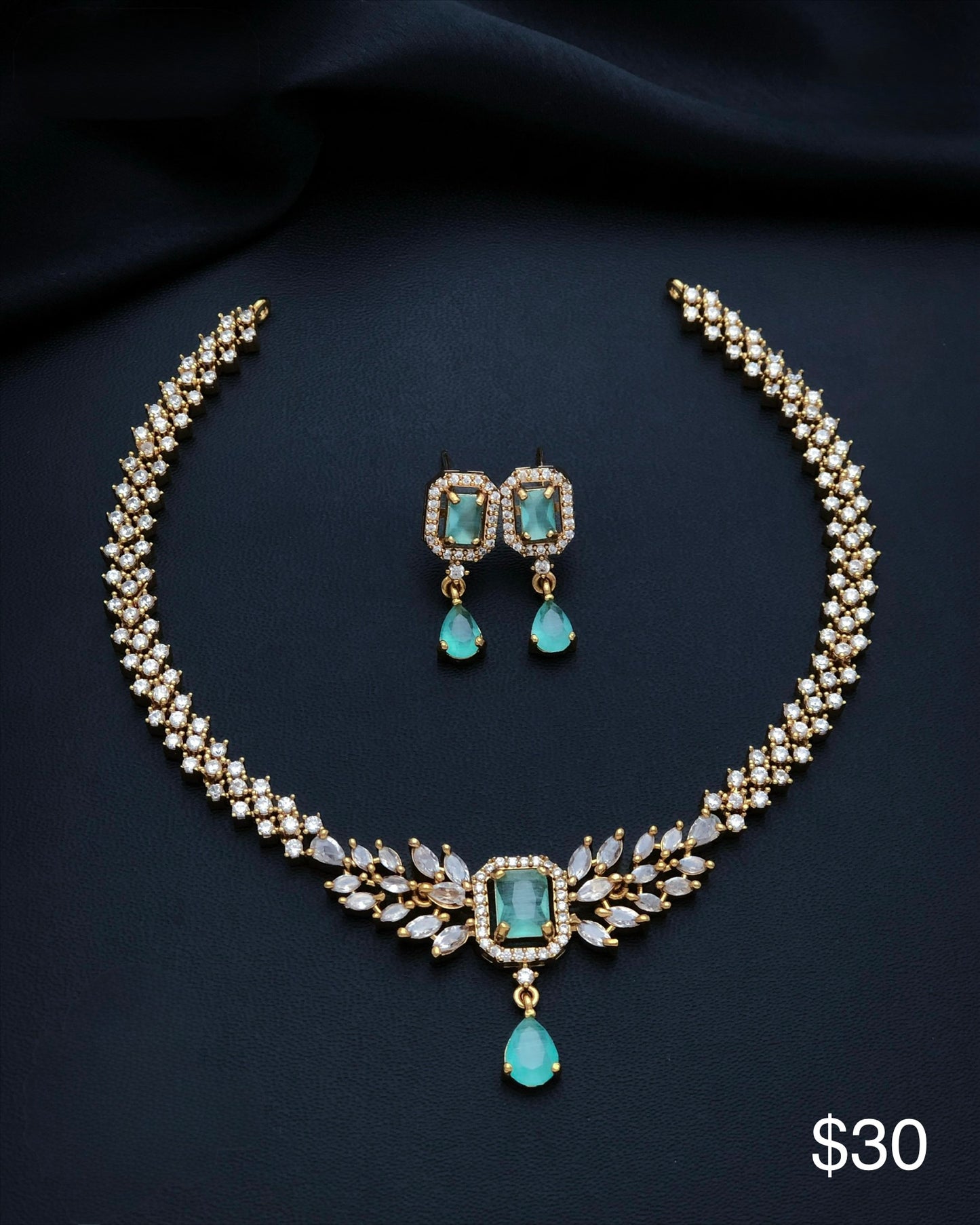 Gold plated American Diamond necklace set