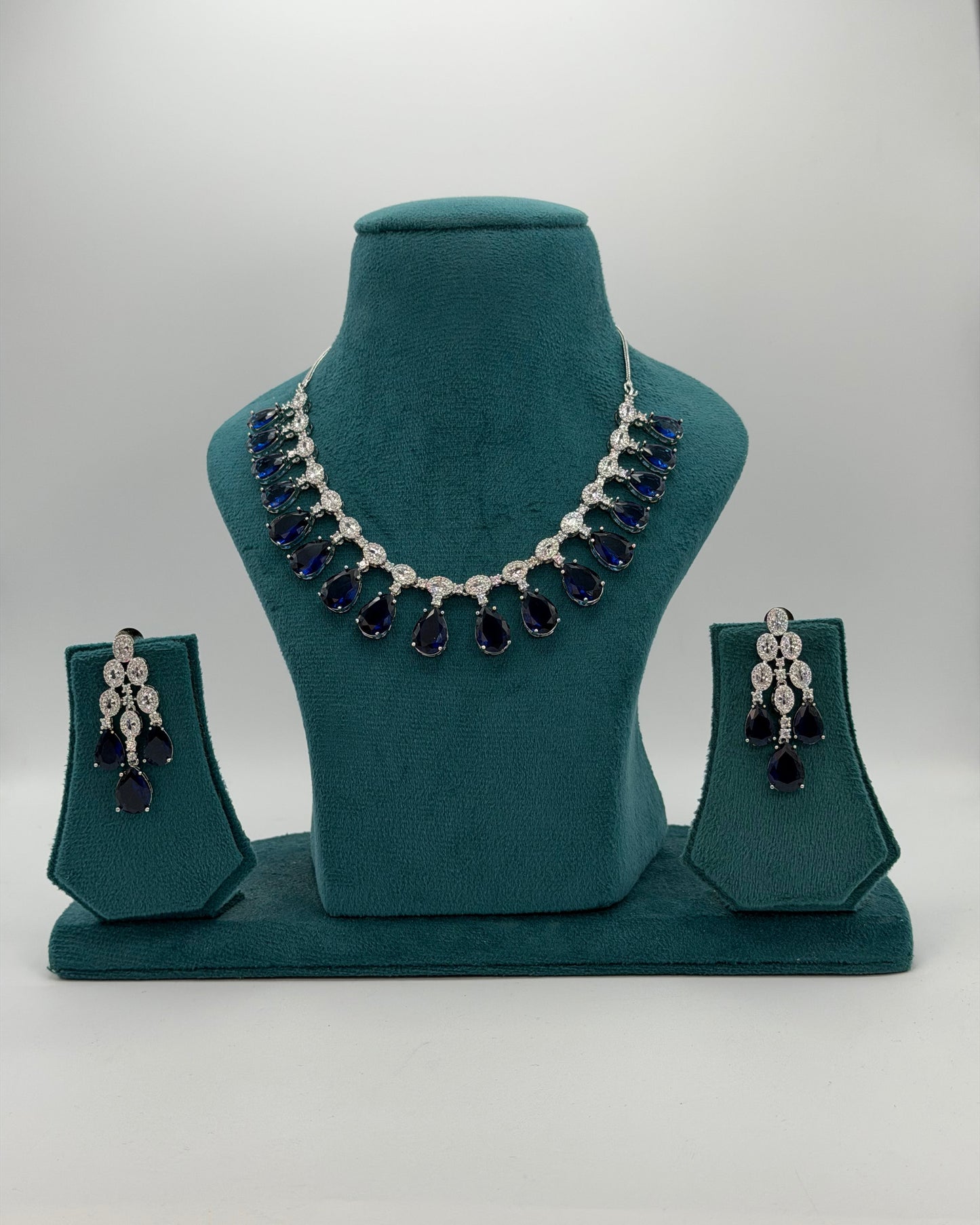 Silver plated American Diamond necklace set